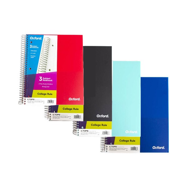 Oxford 3 Subject Notebook College Rule Assorted